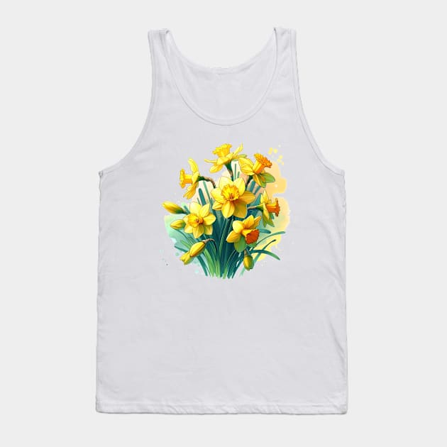 Daffodil Delight Spring Bloom Illustration Tank Top by GracePaigePlaza